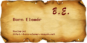 Born Elemér névjegykártya